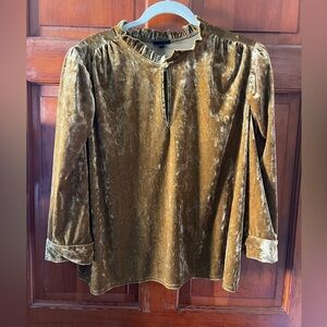 Who What Wear Velvet Blouse XXL – Holiday Gold Velvet Top • Christmas Outfit